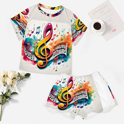 MUSIC GRAFFITI Short Sleeve Loungewear-SMALL-5XL