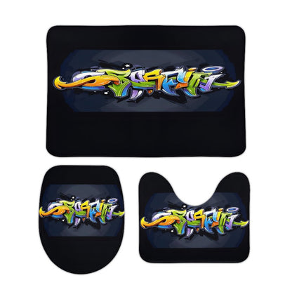 COLORFUL GRAFFITI Coral Velvet Restroom Rug Set of 3-15.7"x23.6"/ 40x60cm
