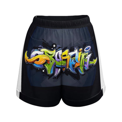 COLORFUL GRAFFITI Loose High Waisted Shorts-SMALL-3XL