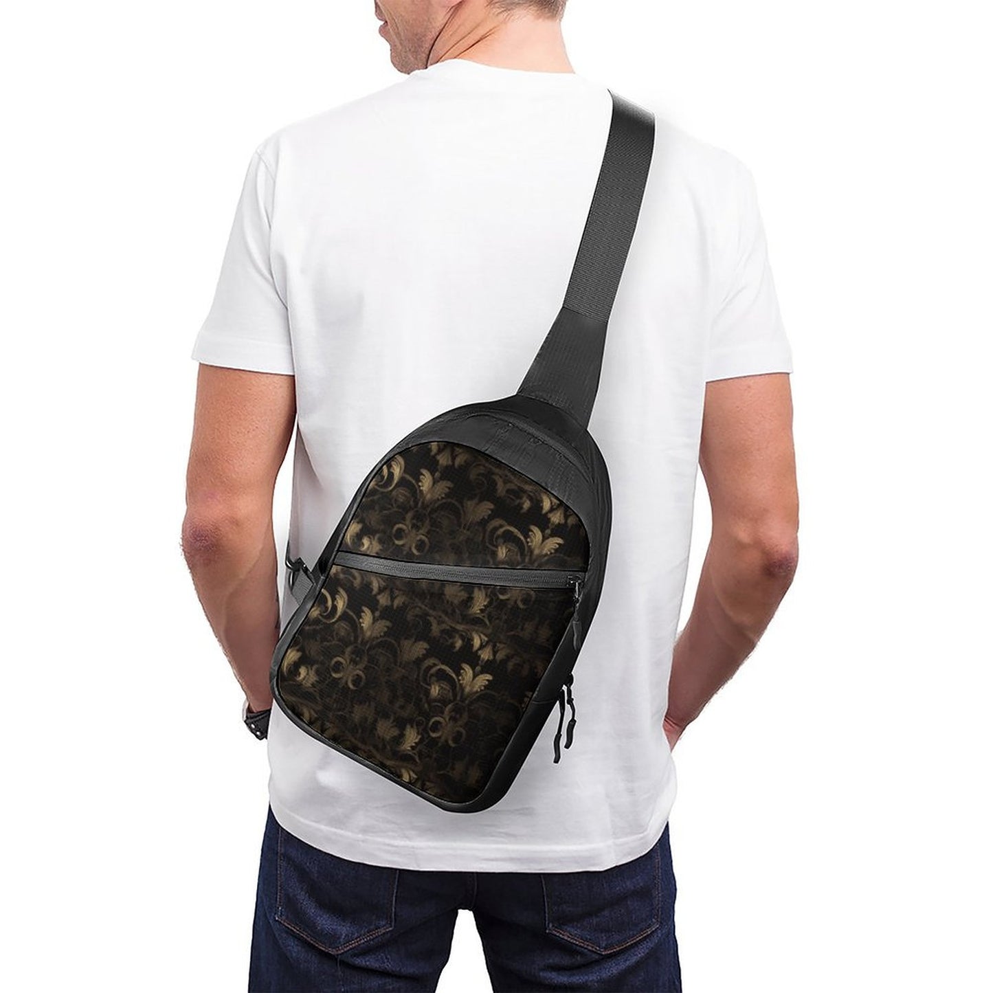BLACK & GOLD ACCENT Crossbody Sling Bag