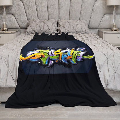 COLORFUL GRAFFITI Plush Flannel Blanket-40"x50"-dual-sided image