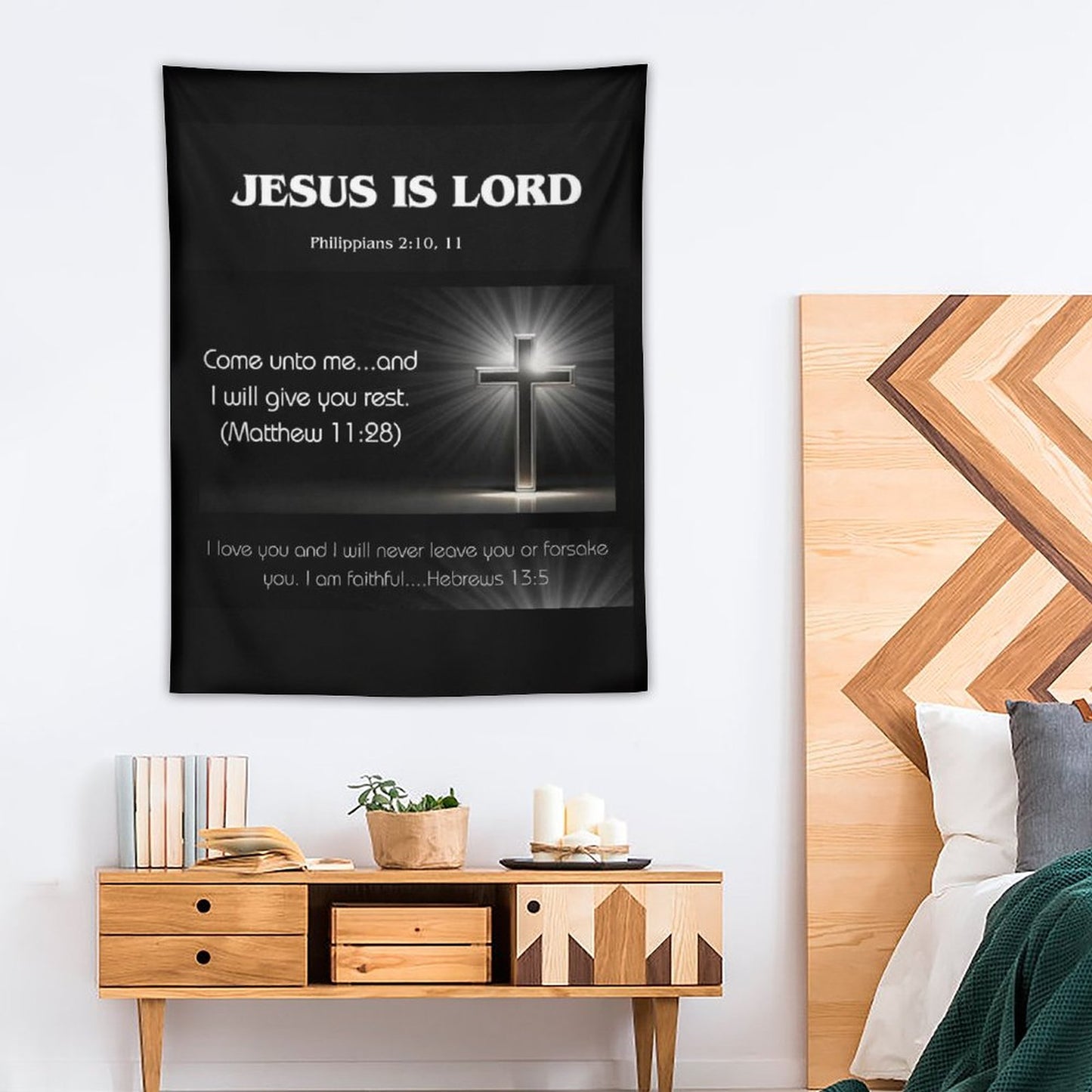 Wall Art with Vertical Tapestry