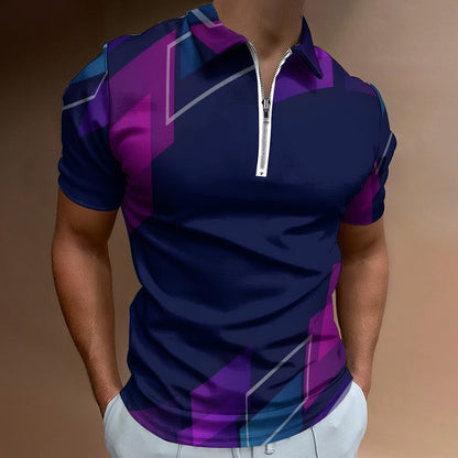 Men's Short Sleeve POLO Shirt with Zipper B470 (All-Over Printing)