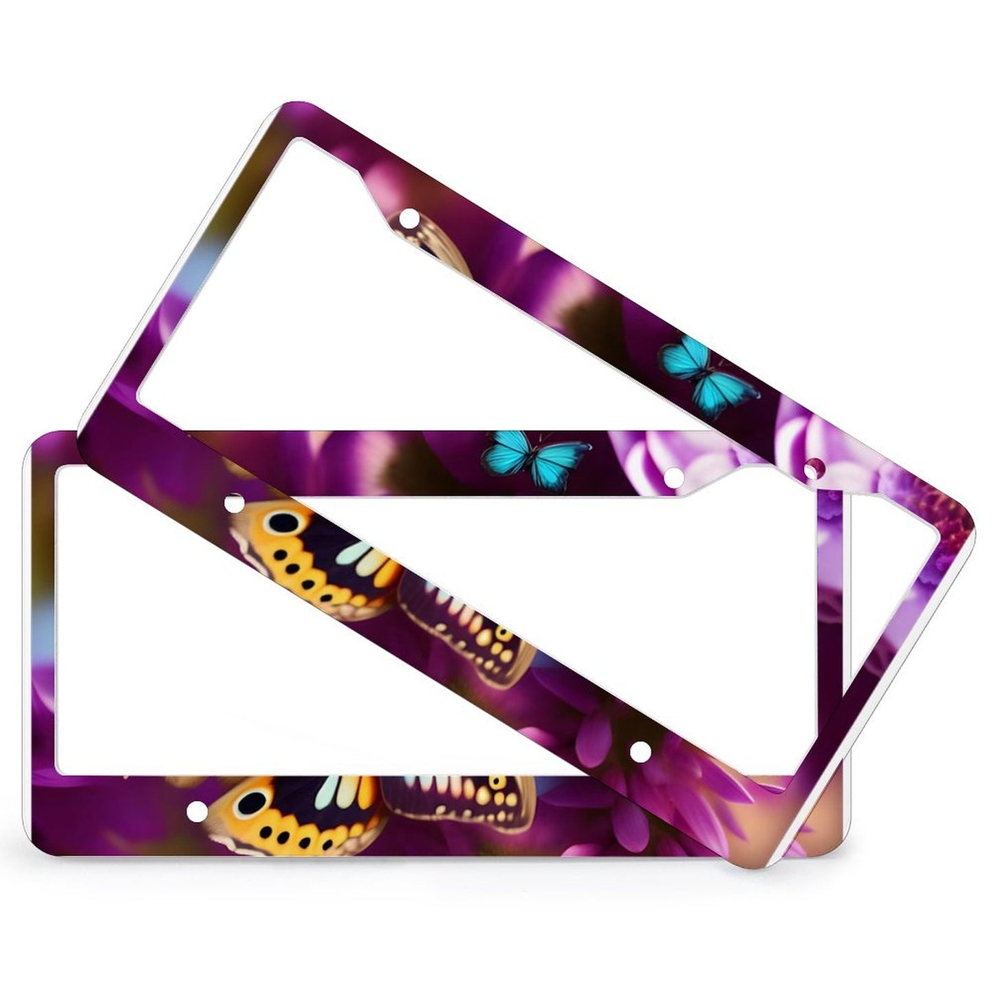 License Plate Frames with 4 Round Holes (1 Pair)