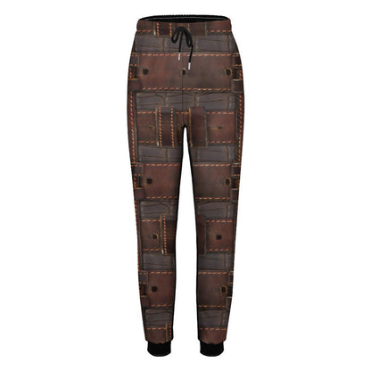 RUGGED LEATHER BUCKLE Print Men's Black on Back Sweatpants-SMALL-3XL