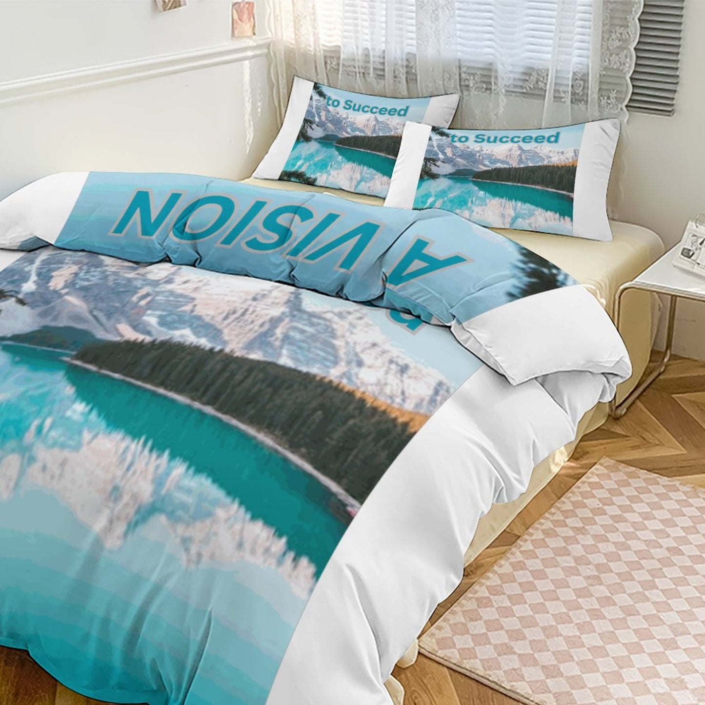 3-Piece Bedding Set-90"x90"/ 229x229cm (Dual-sided Printing)