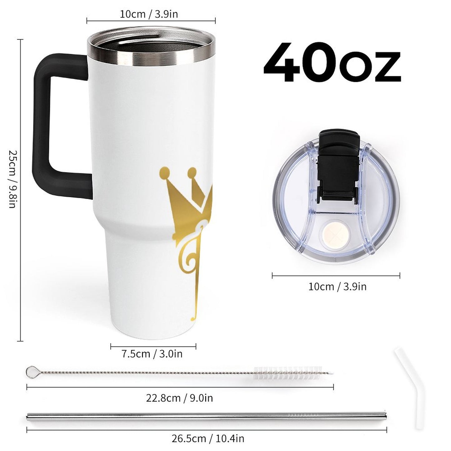 40oz Insulated Tumbler with Handle and Straw