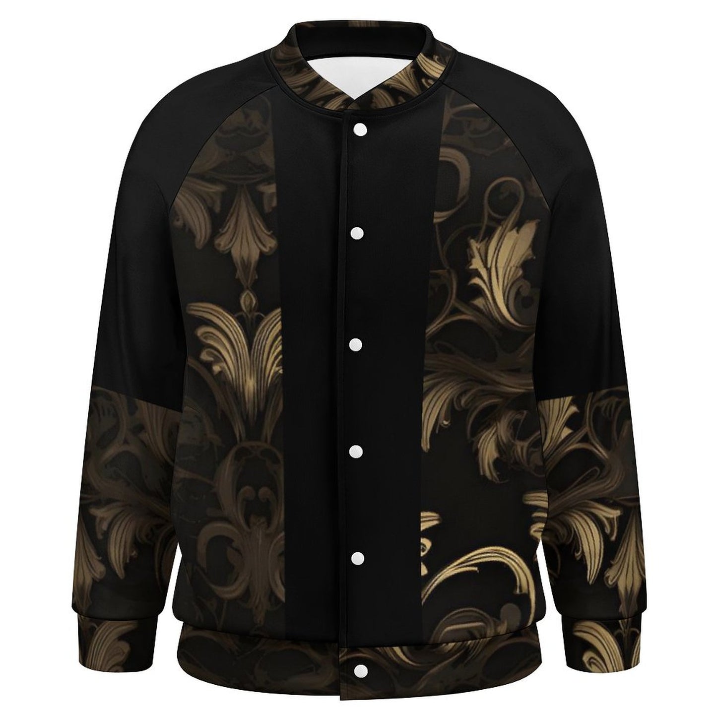 BLACK & GOLD ACCENT Baseball Jacket-2XS-6XL