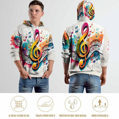MUSIC GRAFFITI Men's Hoodie with Double-layer Cap-SMALL-6XL