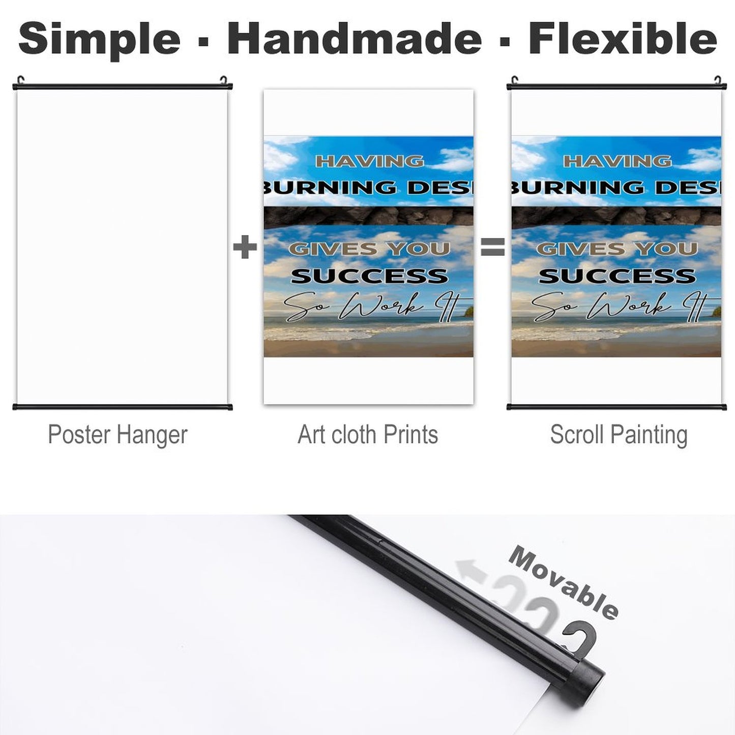 Canvas Hanging Poster with Scrolls-16"x24"/ 40x60cm
