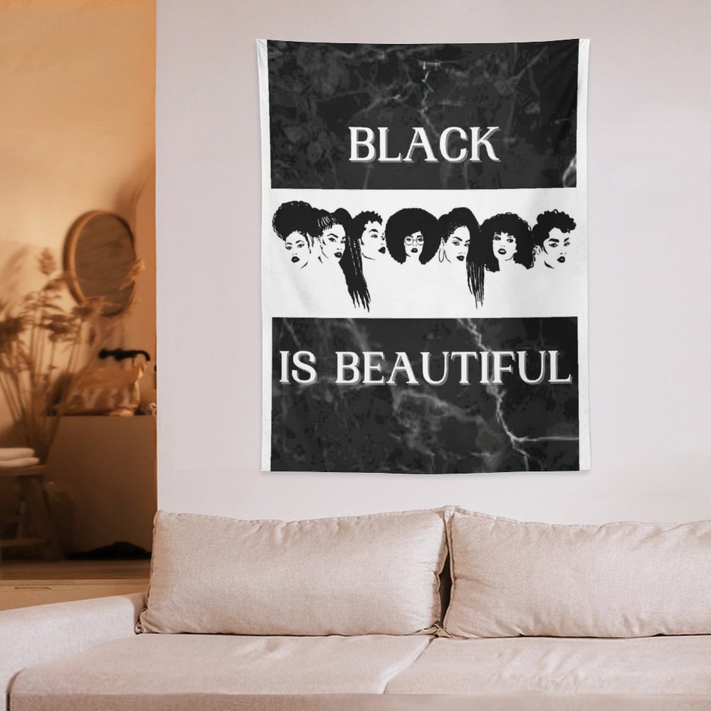 Wall Art with Vertical Tapestry