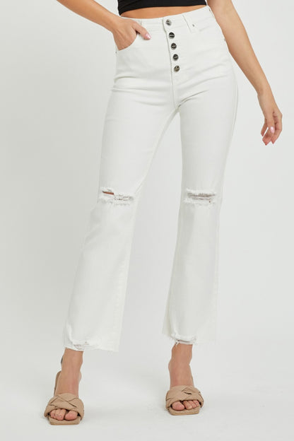RISEN Full Size High Rise Button Fly Straight Ankle Jeans-0-3XL