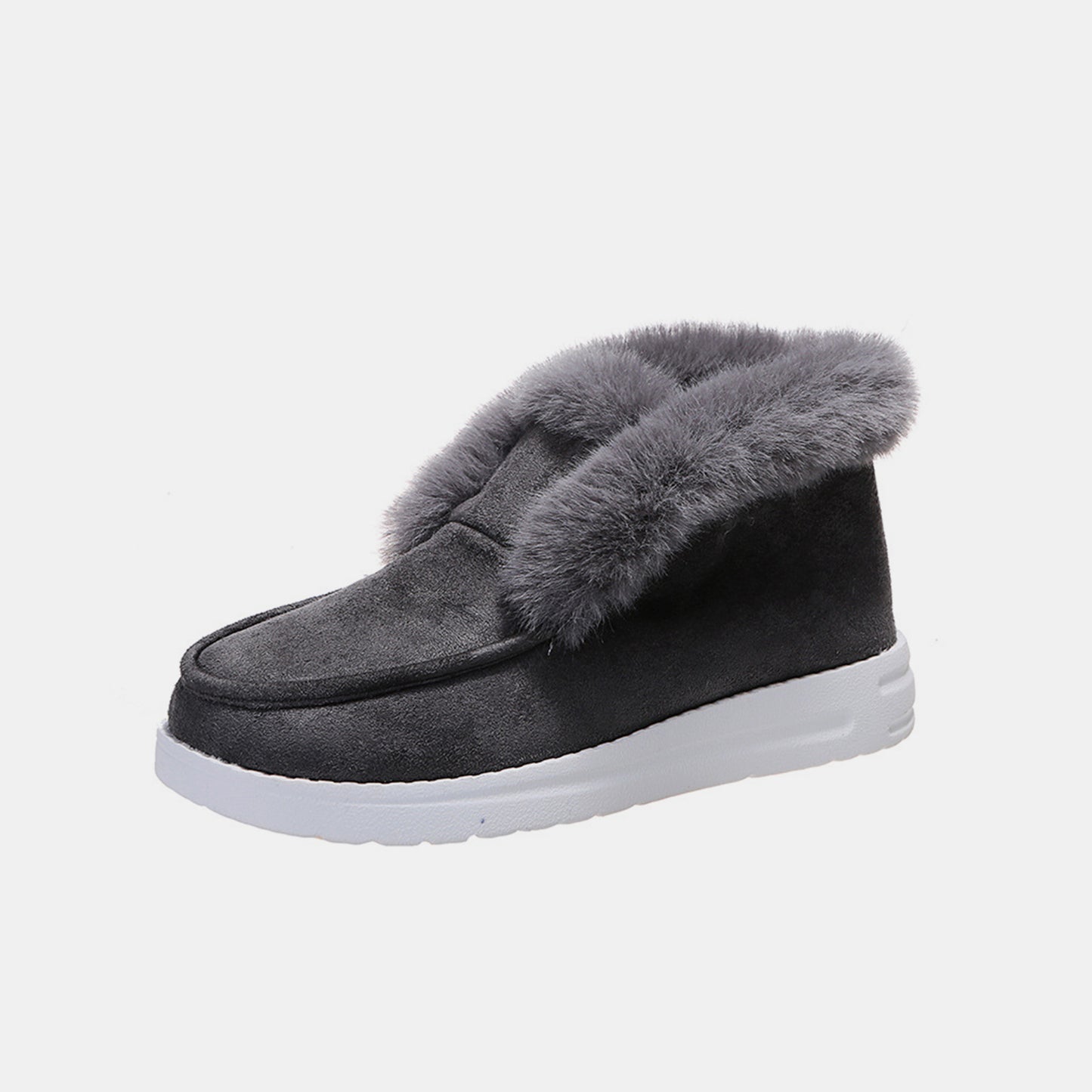Furry Suede Snow Boots (brown/black/dark grey)