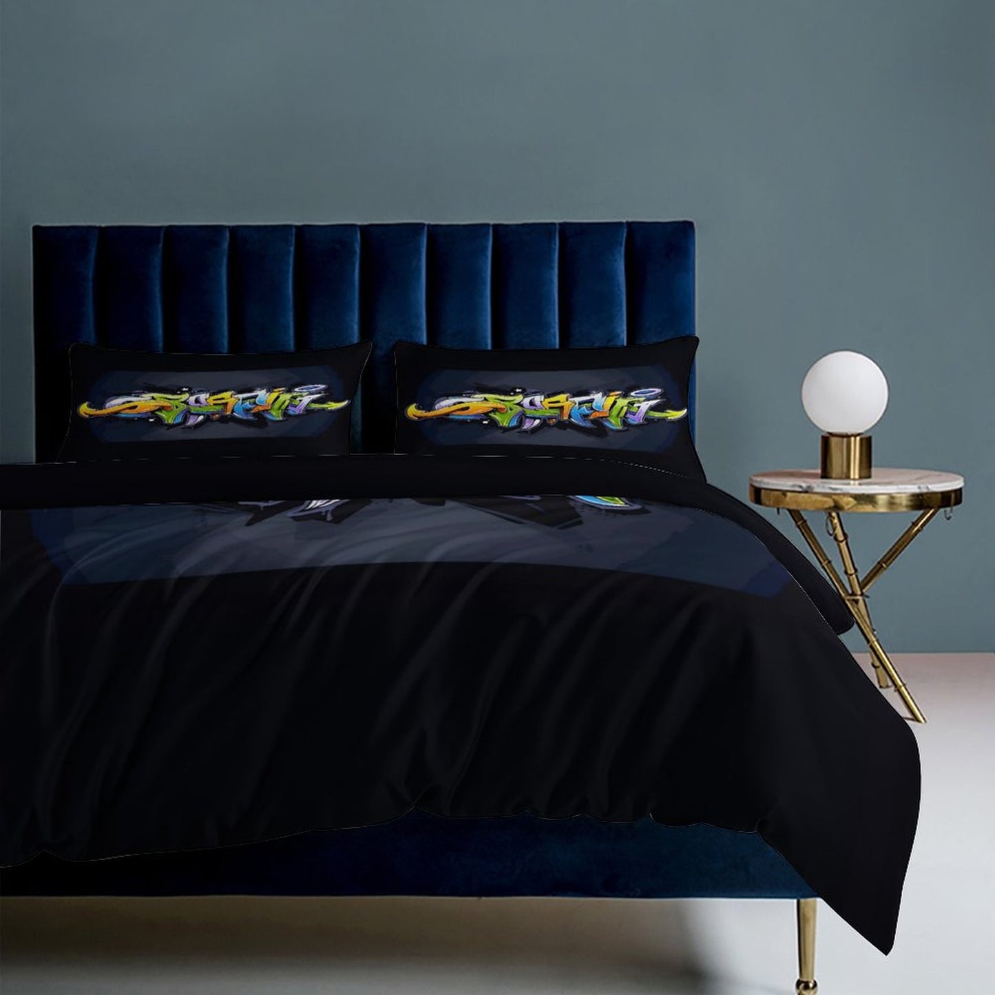 COLORFUL GRAFFITI 3-Piece Bedding Set-102"x90"/ 259x229cm-KING SIZE (Dual-sided Image)