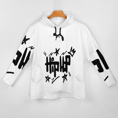 230gsm Poncho-style Long Sleeve Women Hoodie with Irregular Hem DS001 (All-Over Printing)
