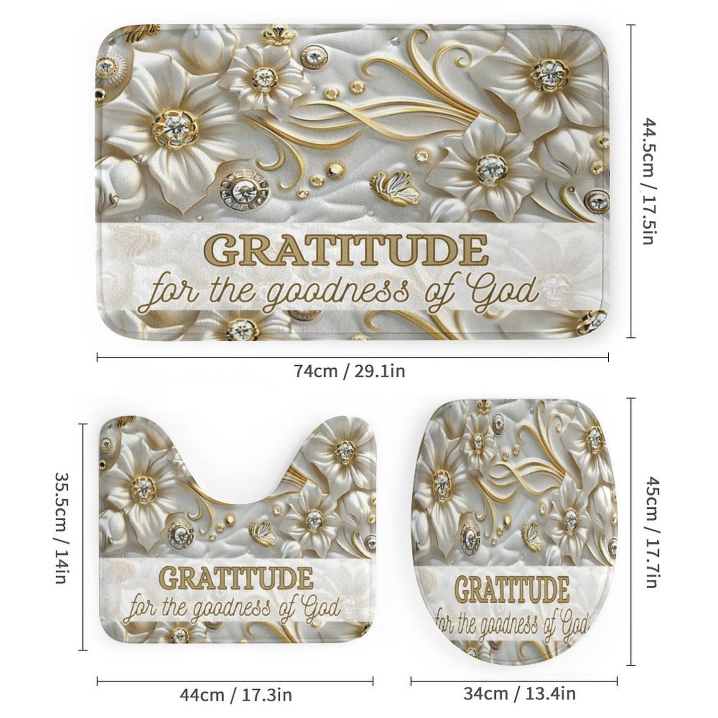 Shower Curtain Set with 3 Rugs