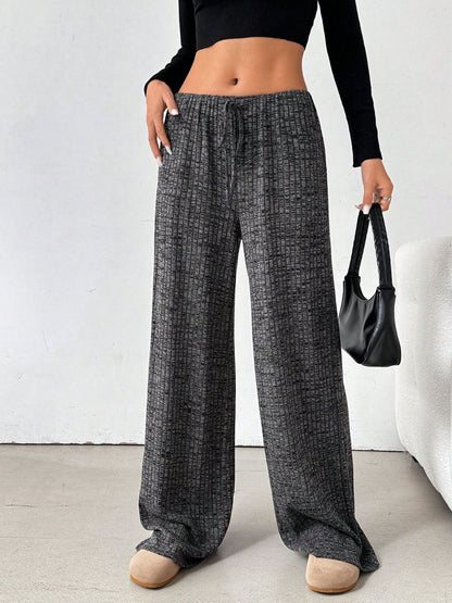 Tied Striped Wide Leg Pants (pink/grey/black/blue/taupe)-SMALL-2XL