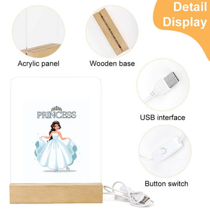 Acrylic Night Light with Wooden Base