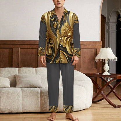 180gsm Men's Long-Sleeve Pajama Set(All-Over Printing)