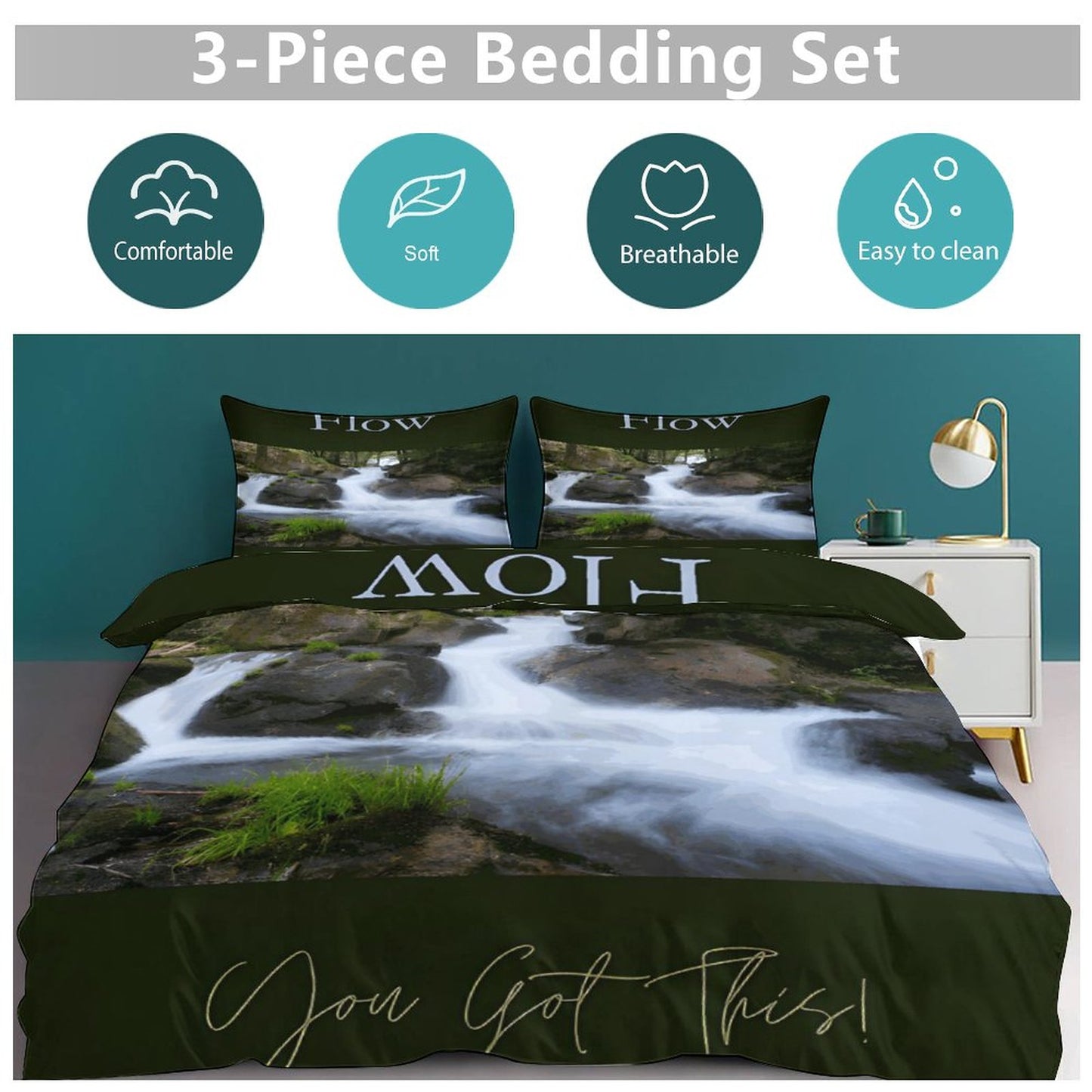 3-Piece Bedding Set-86"×70"/ 218×177cm (Dual-sidede Printing)