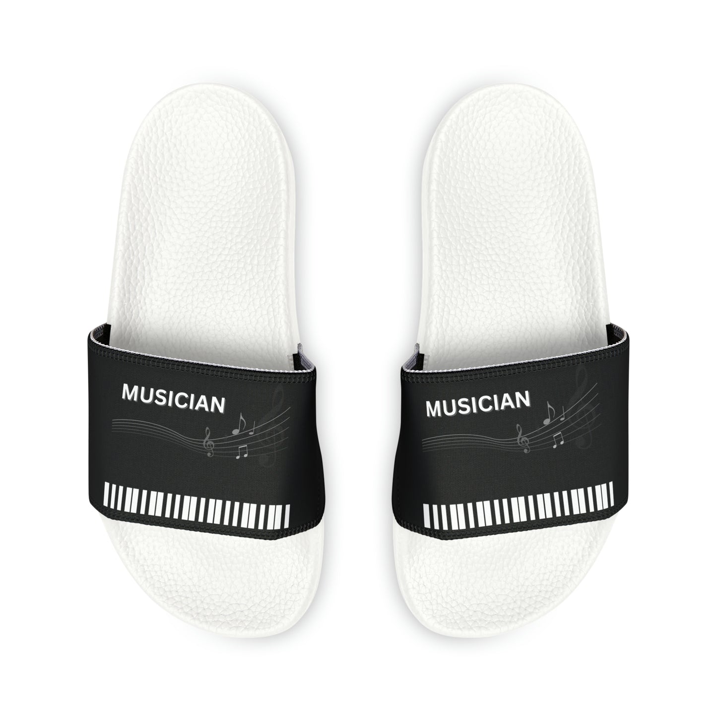 MUSICIAN'S PIANO Unisex Slide Sandals (OPTIONS: BLACK OR WHITE SOLE BOTTOMS)