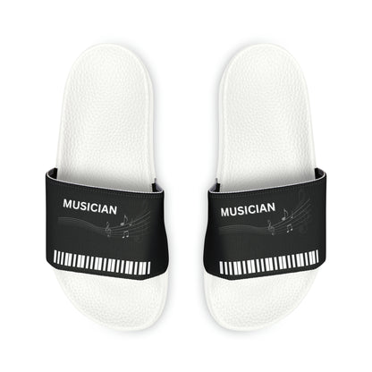 MUSICIAN'S PIANO Unisex Slide Sandals (OPTIONS: BLACK OR WHITE SOLE BOTTOMS)