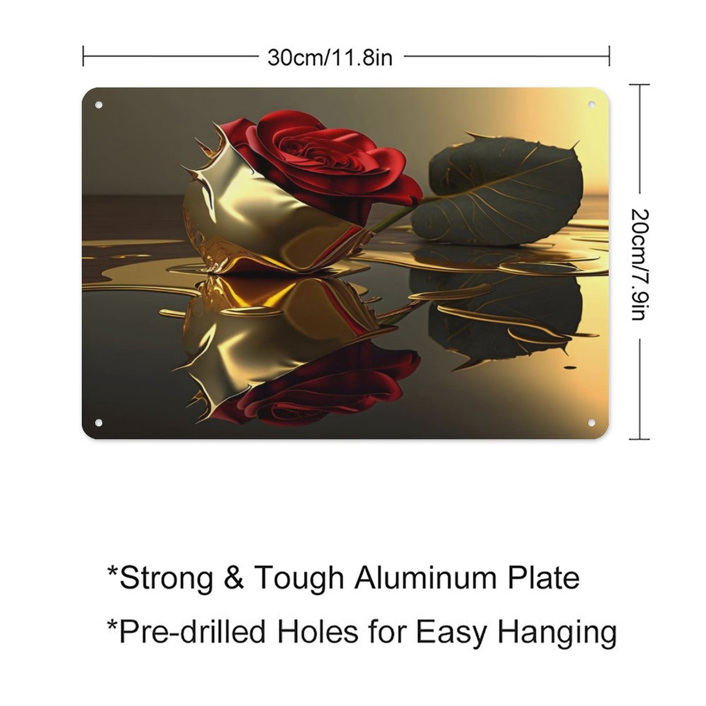 Custom Decorative Metal Sign-Horizontal 8"x12"/20x30cm-ROSE ON GOLD