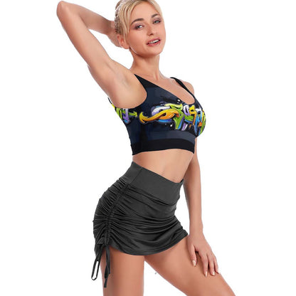 COLORFUL GRAFFITI PADDED Sports Yoga Bra (removable pads)