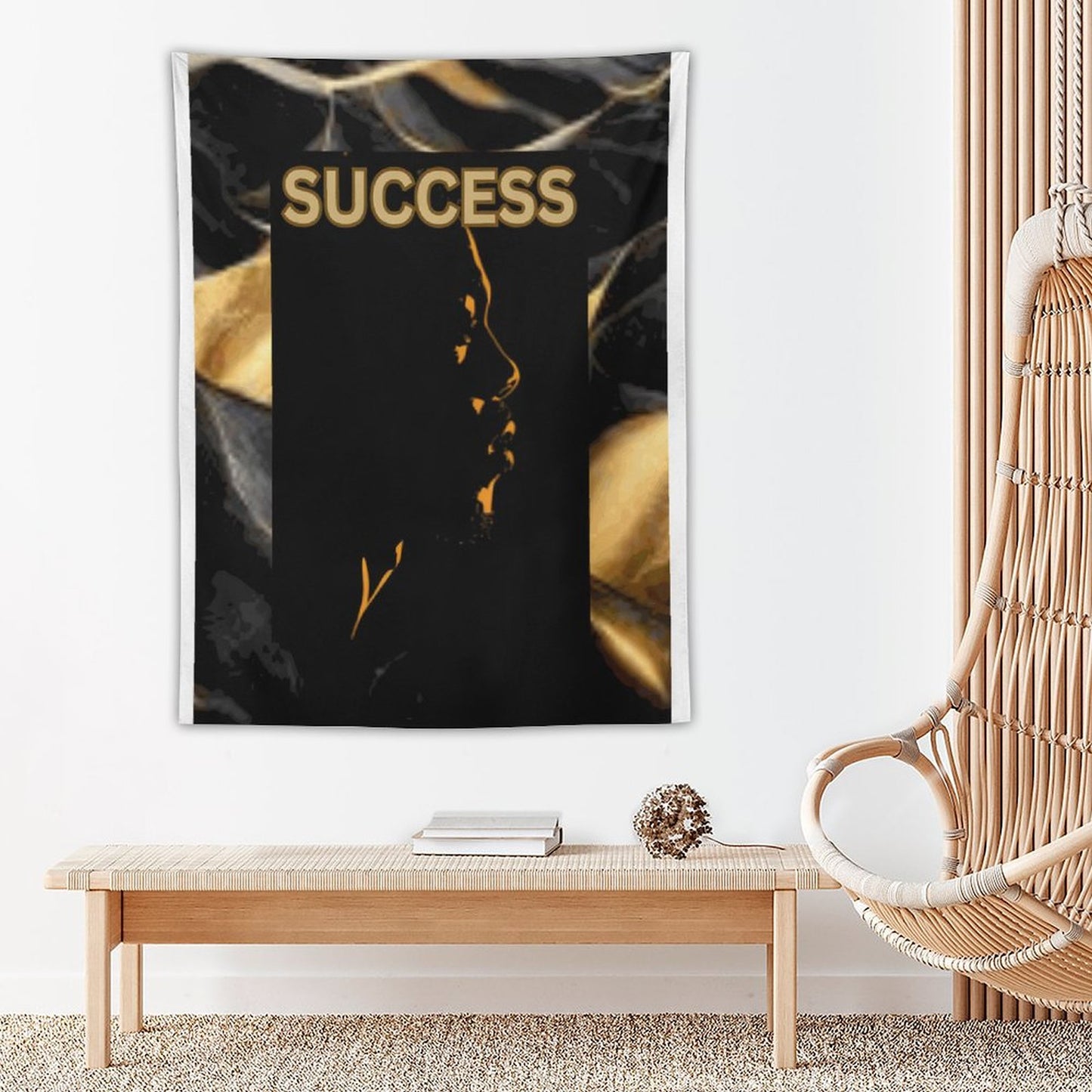 Wall Art with Vertical Tapestry