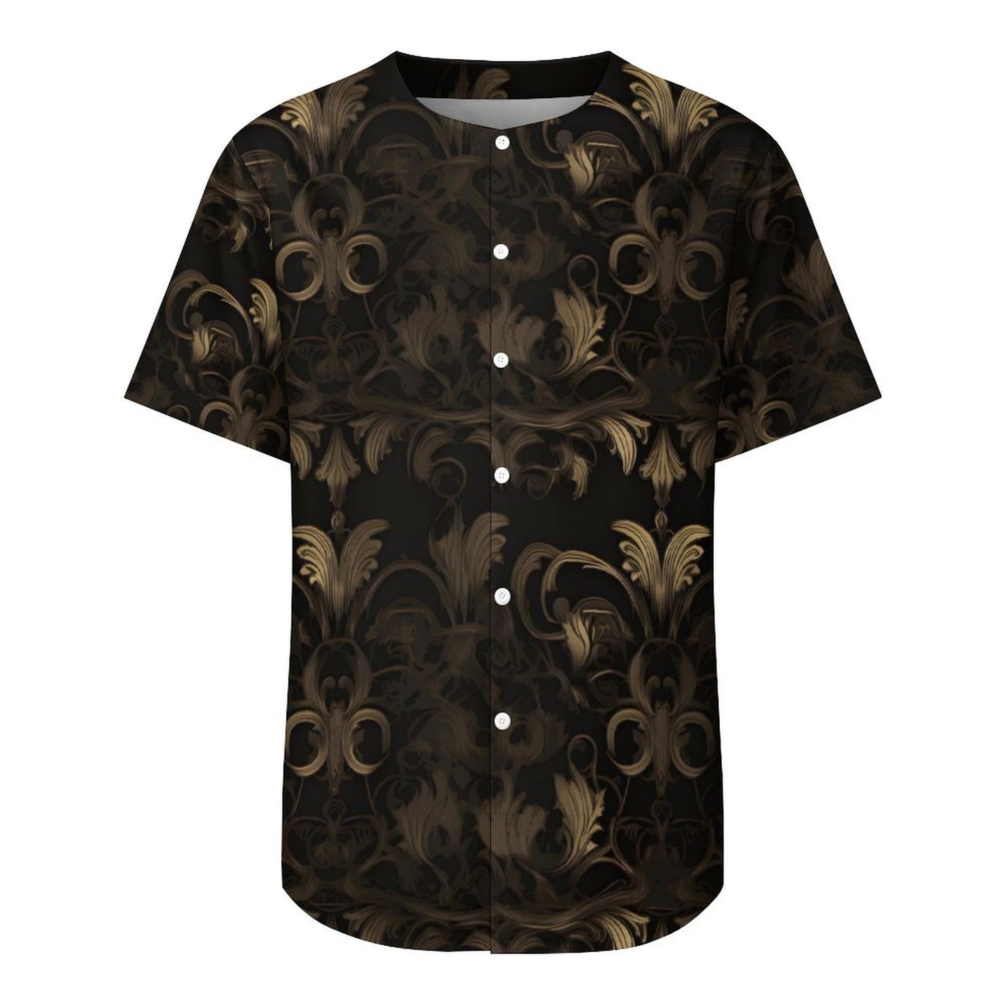 BLACK & GOLD ACCENT COLLARLESS Shirt-*XS-4XL