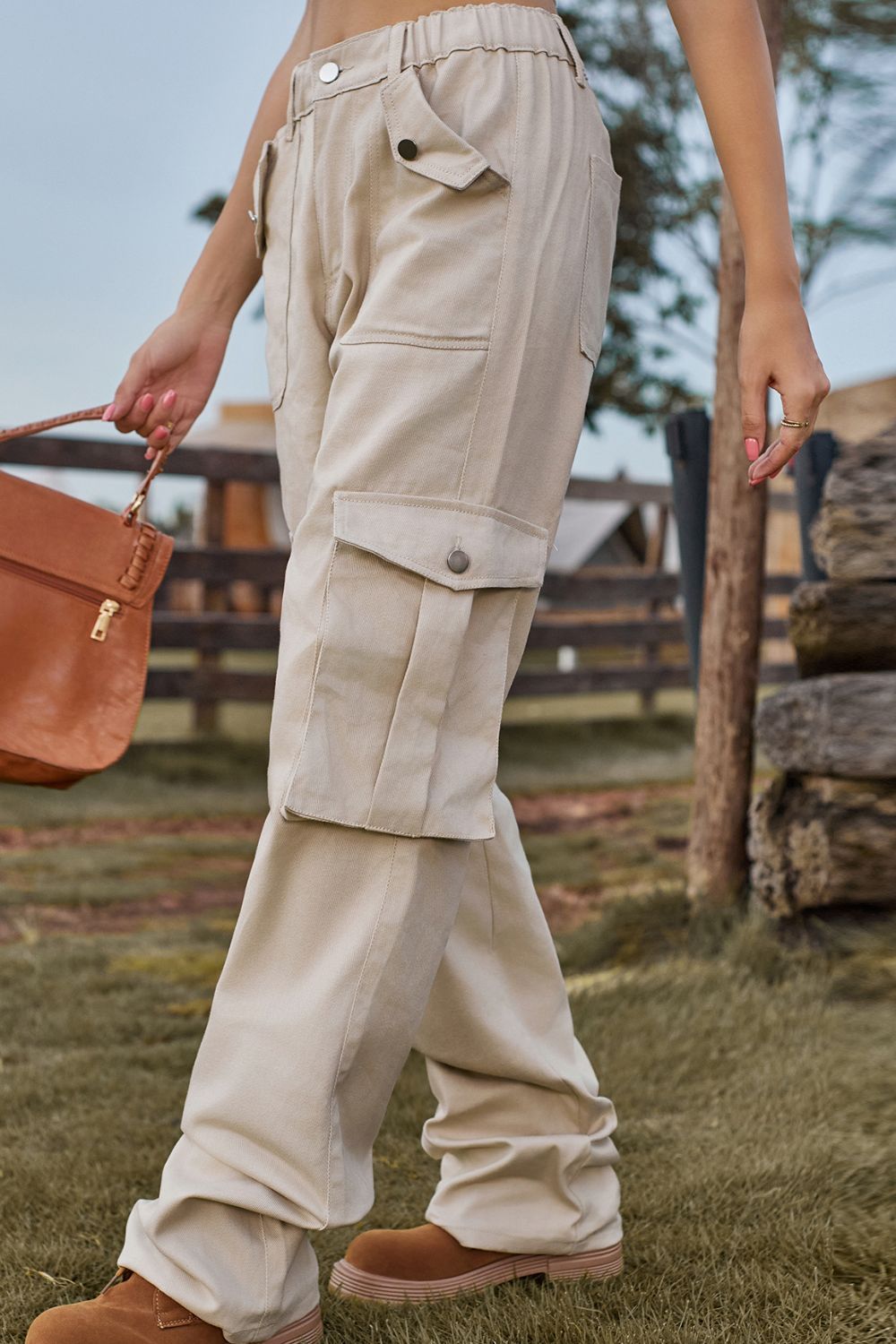 UNSEX Loose Fit Long Cargo Pants with Pockets-SMALL-2XL
