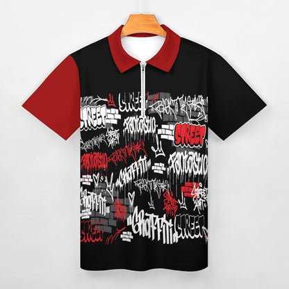 Men's Short Sleeve POLO Shirt with Zipper B470 (All-Over Printing)