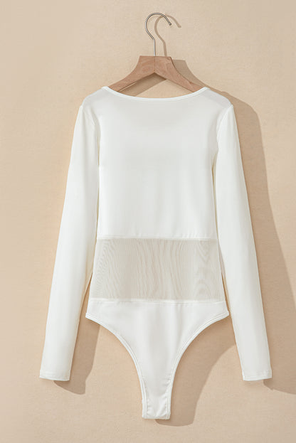 Round Neck Long Sleeve Bodysuit-S-XL