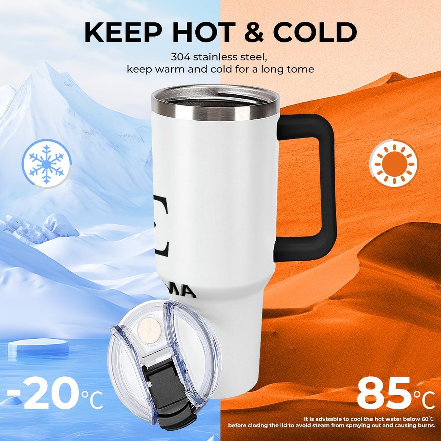 40oz Insulated Tumbler with Handle and Straw