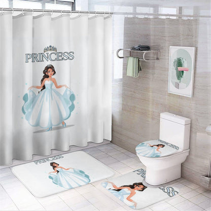 Shower Curtain Set with 3 Rugs