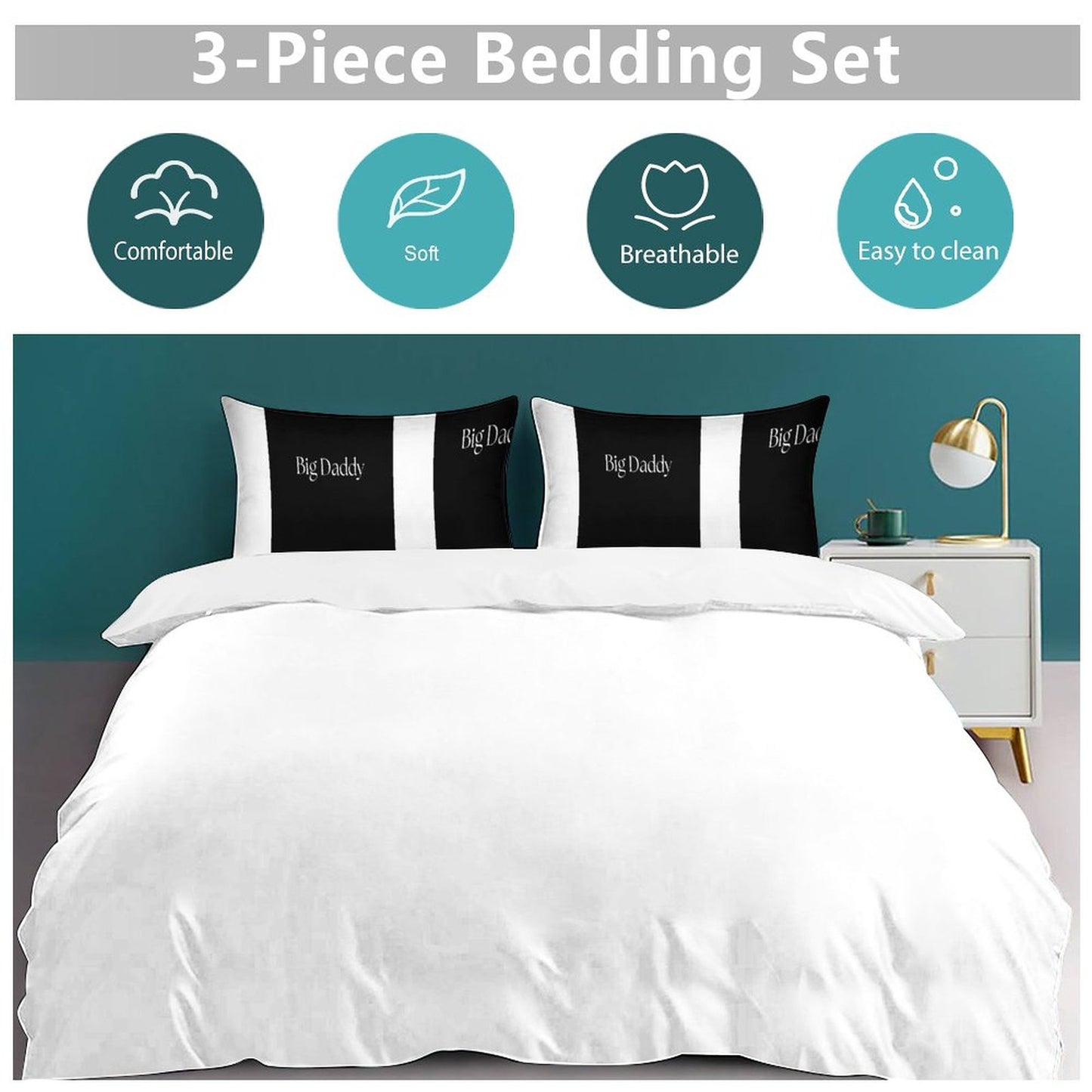 3-Piece Bedding Set-86"×70"/ 218×177cm (Dual-sidede Printing)