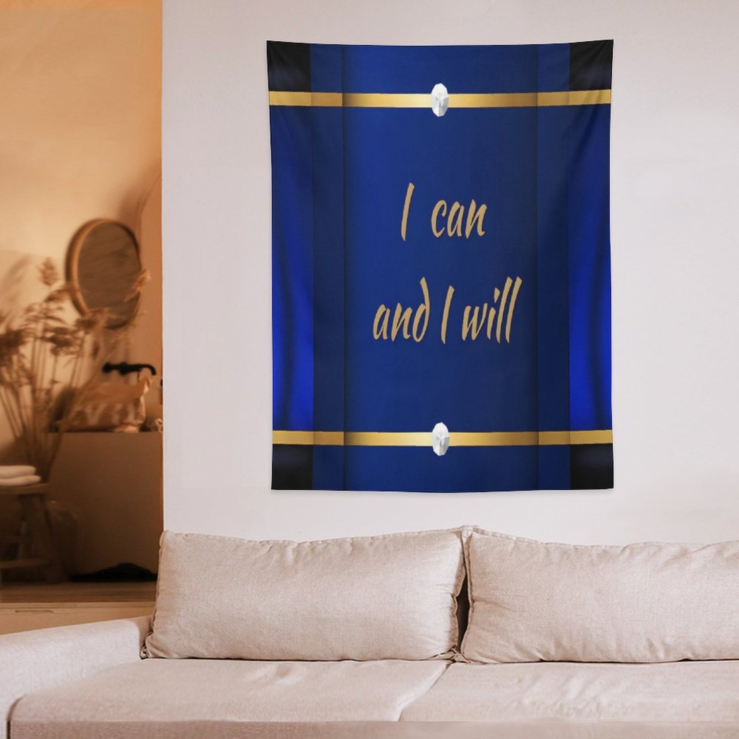 Wall Art with Vertical Tapestry