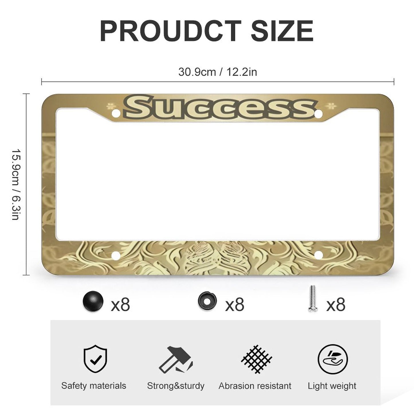License Plate Frames with 4 Round Holes (1 Pair)