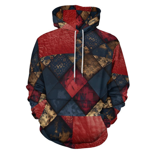 TRIANGLES & LEATHER Men's Hoodie with Double-layer Cap-SMALL-6XL