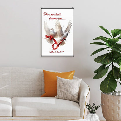 Canvas Hanging Poster with Scrolls-16"x24"/ 40x60cm-TWO SHALL BECOME ONE