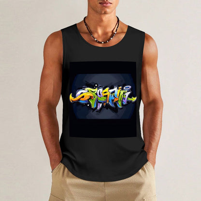 COLORFUL GRAFFITI Men's Cotton Tank Top-SMALL-5XL
