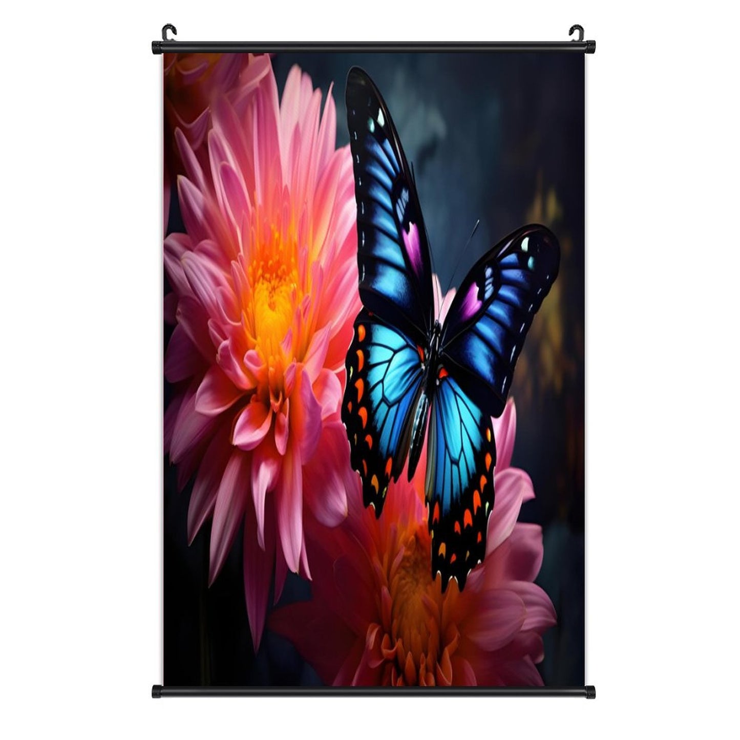 BLUE BUTTERFLY Canvas Hanging Poster with Scrolls-16"x24"/ 40x60cm
