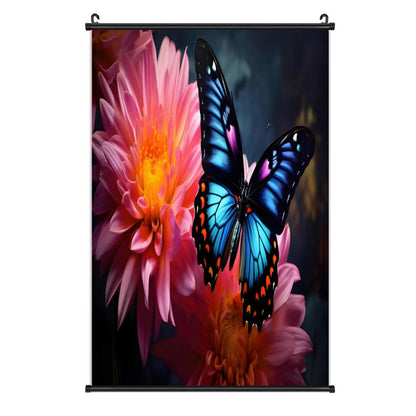 BLUE BUTTERFLY Canvas Hanging Poster with Scrolls-16"x24"/ 40x60cm