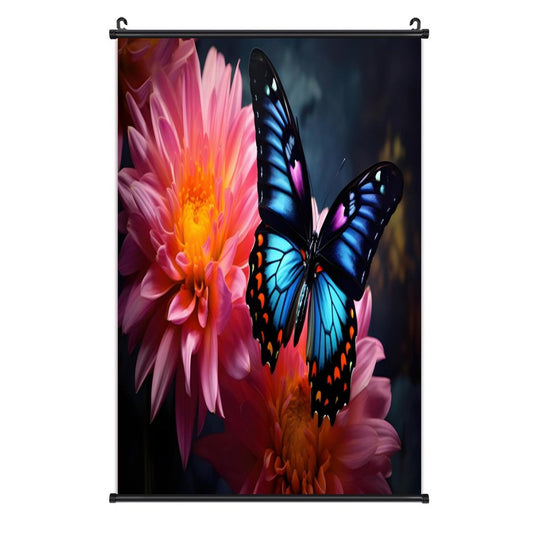 BLUE BUTTERFLY Canvas Hanging Poster with Scrolls-16"x24"/ 40x60cm