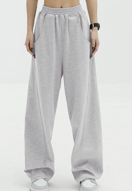 Elastic Waist Sweatpants with Pockets (black/tan/grey)-SMALL-2XL