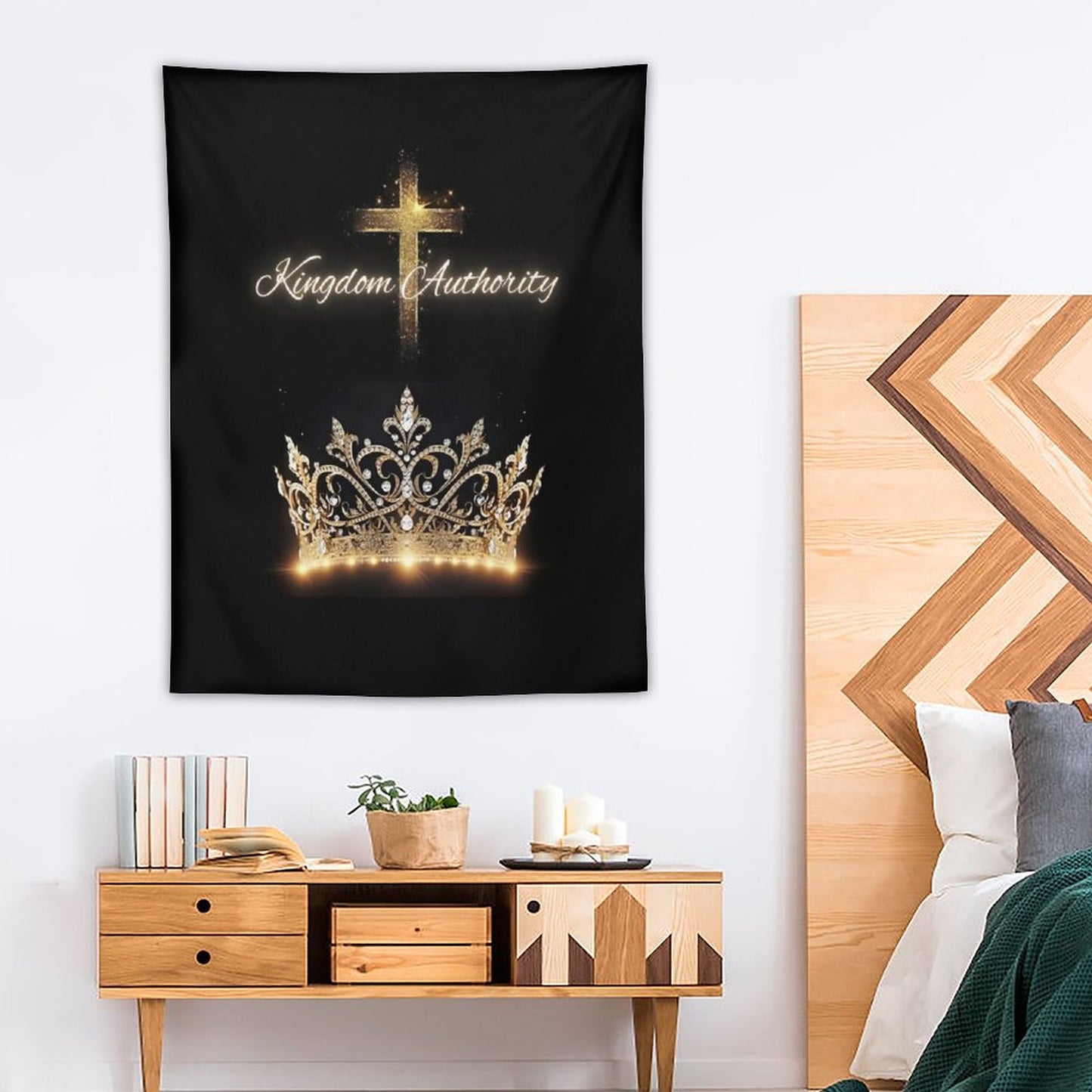 Wall Art with Vertical Tapestry