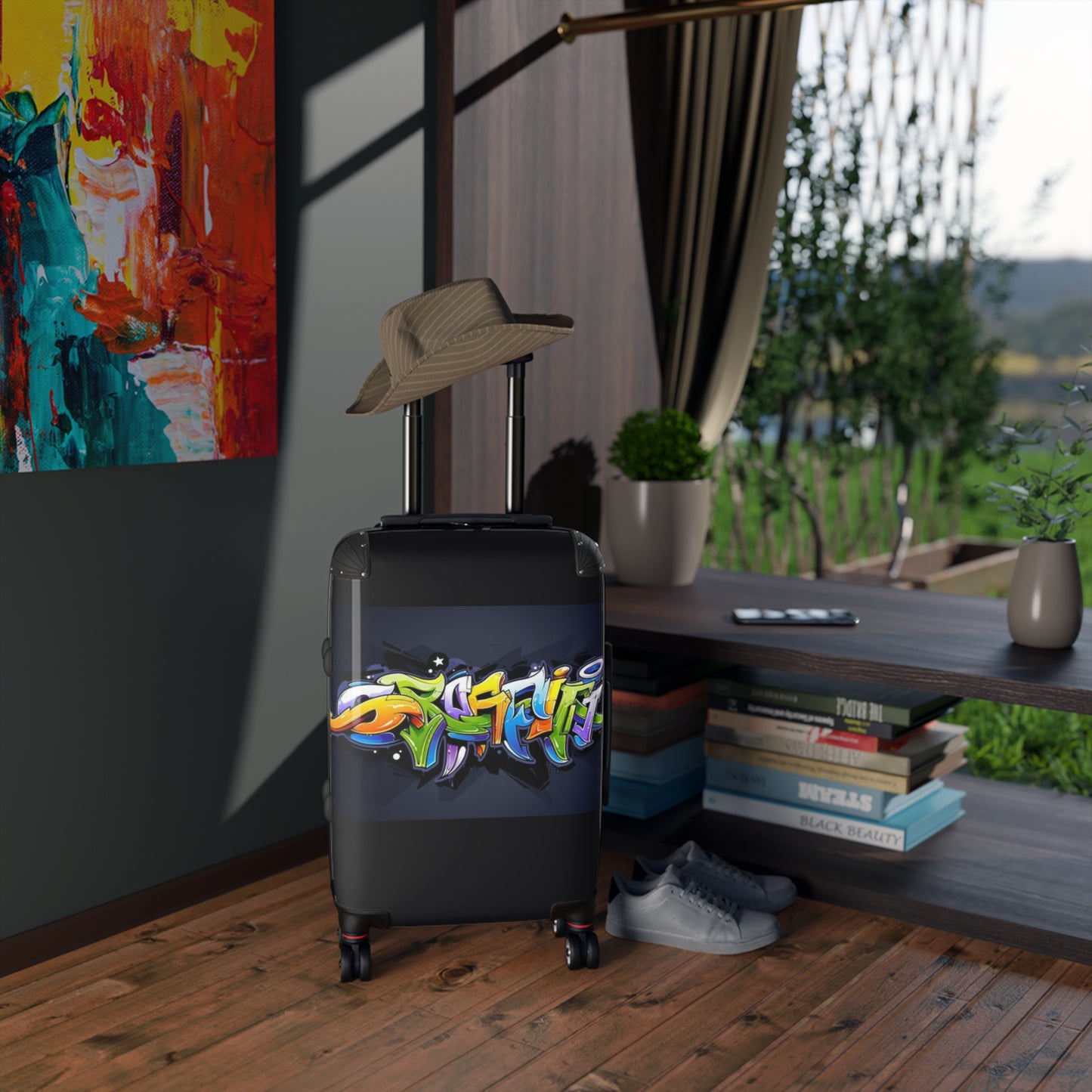 COLORFUL GRAFFITI Suitcase-SMALL, MEDIUM, LARGE (with lock/4 double swivel wheels/inner pockets)