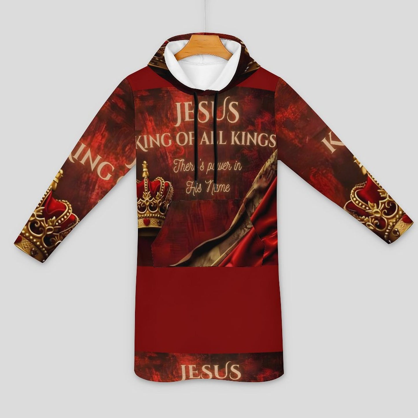 230gsm Long Sleeve Hoodie Dress(All-Over Printing）
