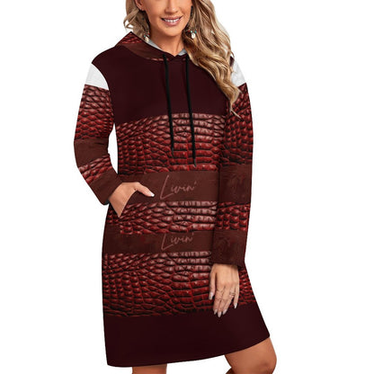 230gsm Long Sleeve Hoodie Dress DS003 (All-Over Printing)