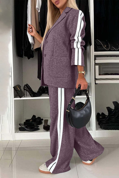 Pant Suit Set (light grey/royal blue/black/white/french blue/mauve/green)-SMALL-3XL